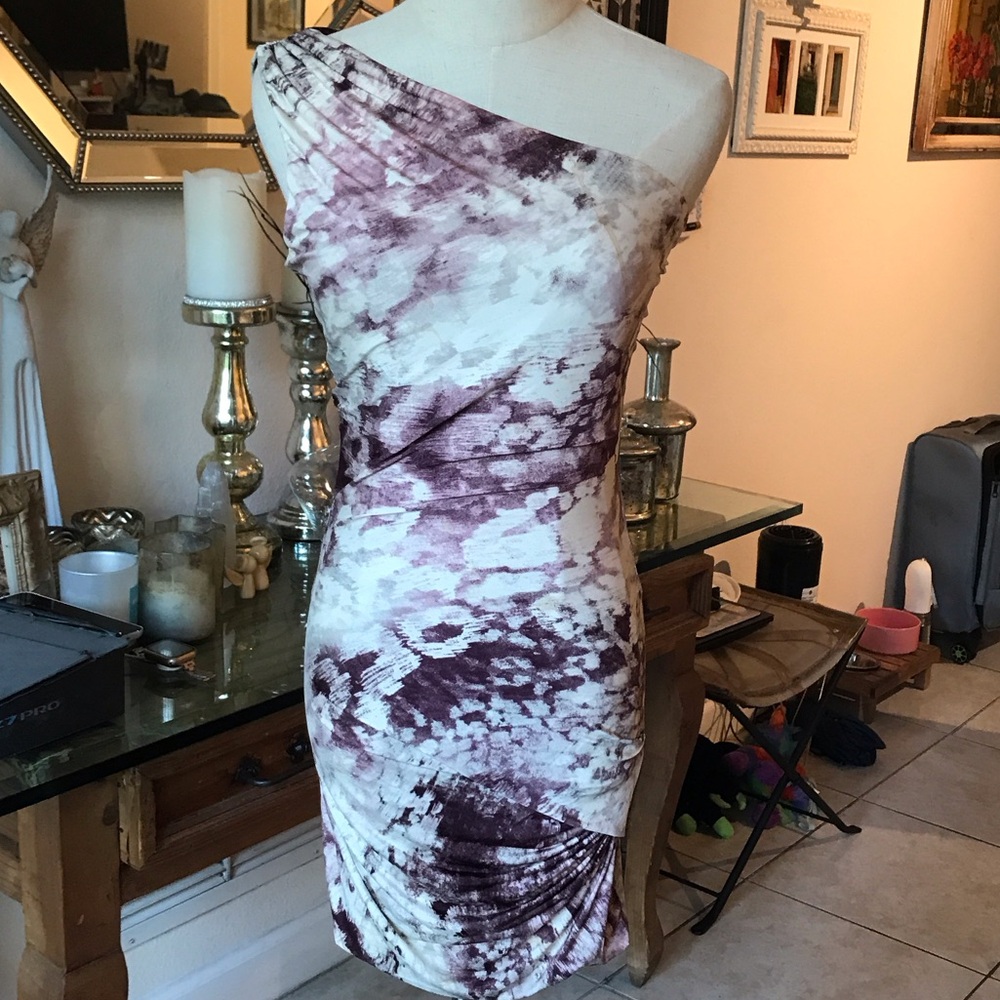 Guess by Marciano Asymmetrical Purple and White Dress